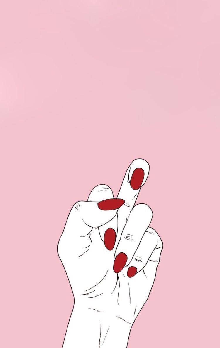 Download Savage Pink Background Red Nails Wallpaper