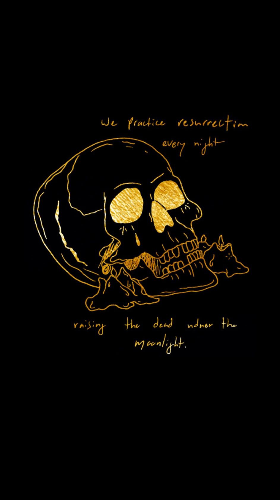 A skull with yellow and black ink - Black