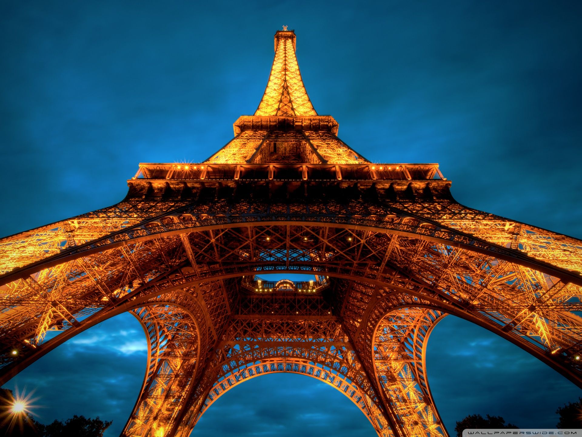 Paris At Night Eiffel Tower View From Below Ultra HD Desktop Background Wallpaper for : Multi Display, Dual Monitor : Tablet