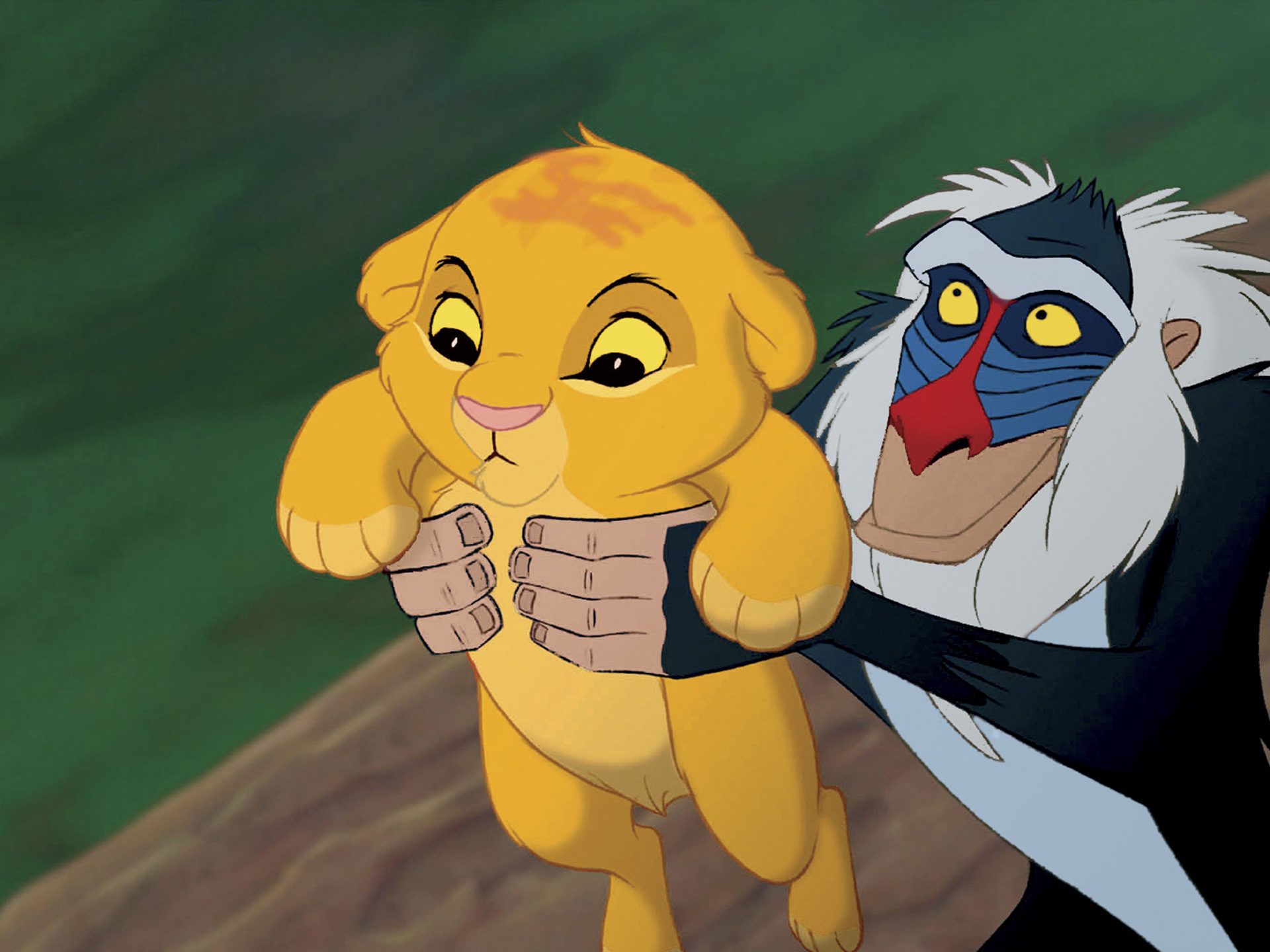 A lion and monkey are holding hands - The Lion King