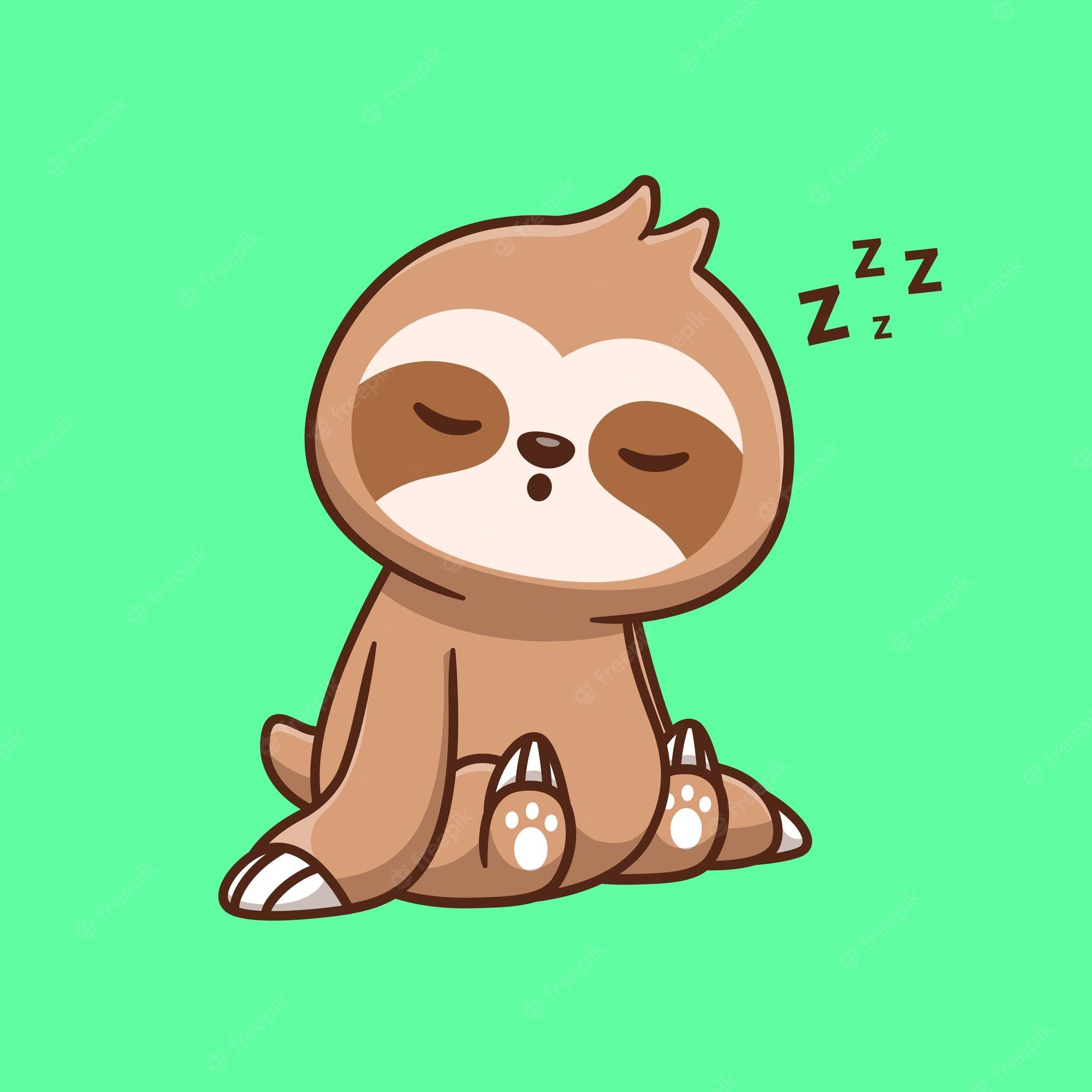 A cute sloth is sleeping on the green background - Sloth