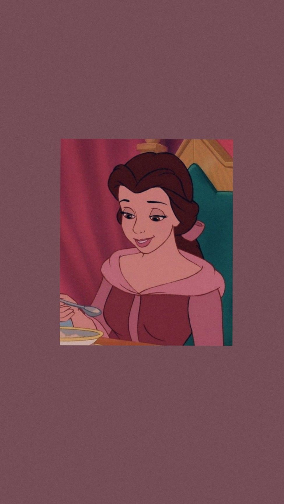 A cartoon character is sitting at the table - Belle