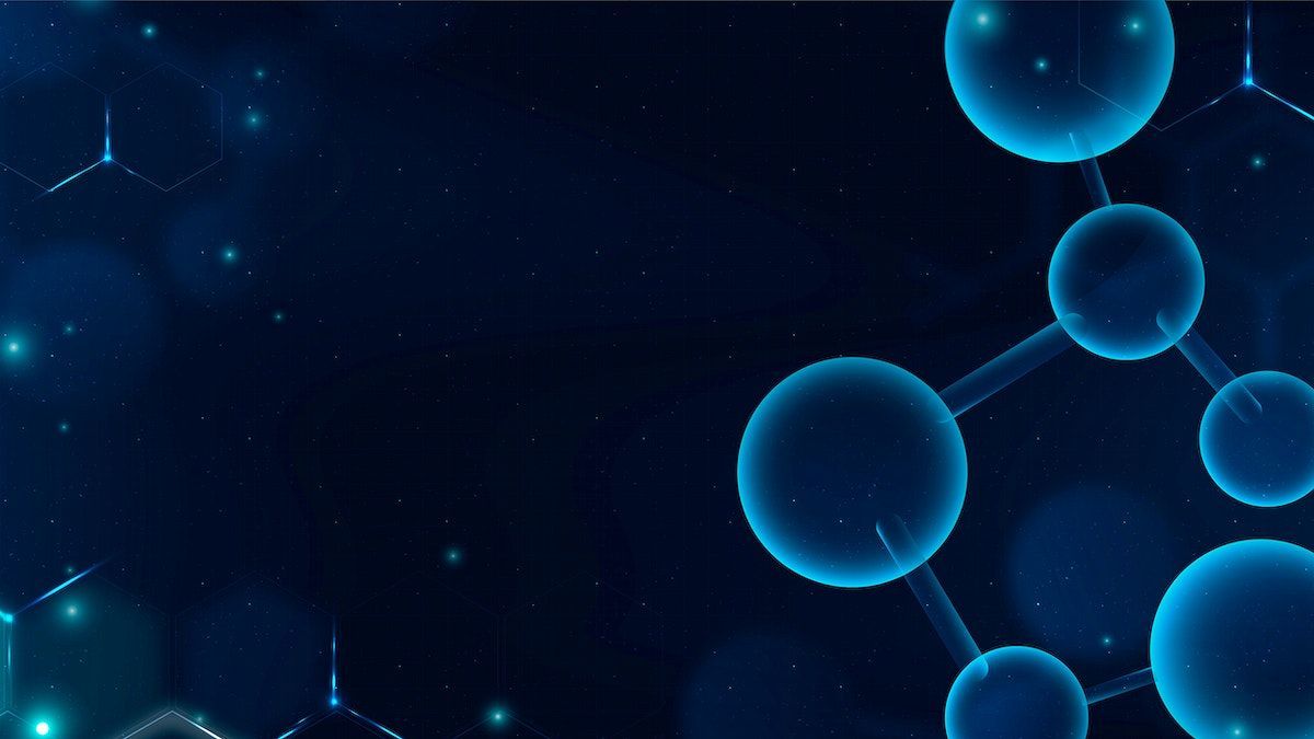 Blue abstract background with molecule structure and hexagons.<ref> The concept</ref><box>(10,11),(991,986)</box> of science, medicine and business. - Chemistry