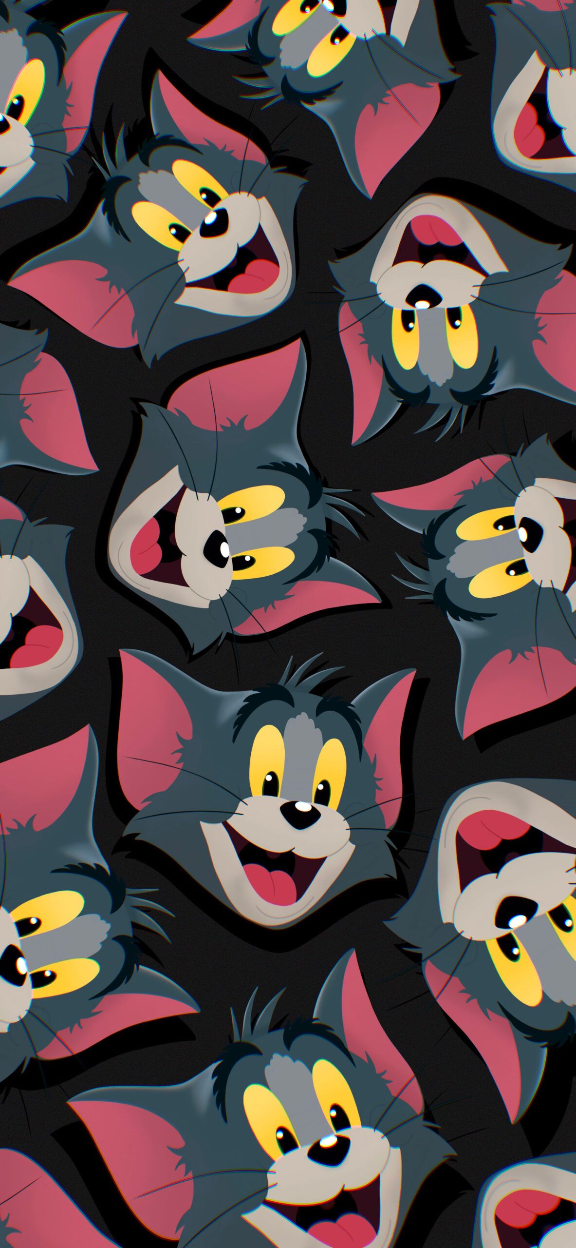 A close up of the face on this fabric - Tom and Jerry