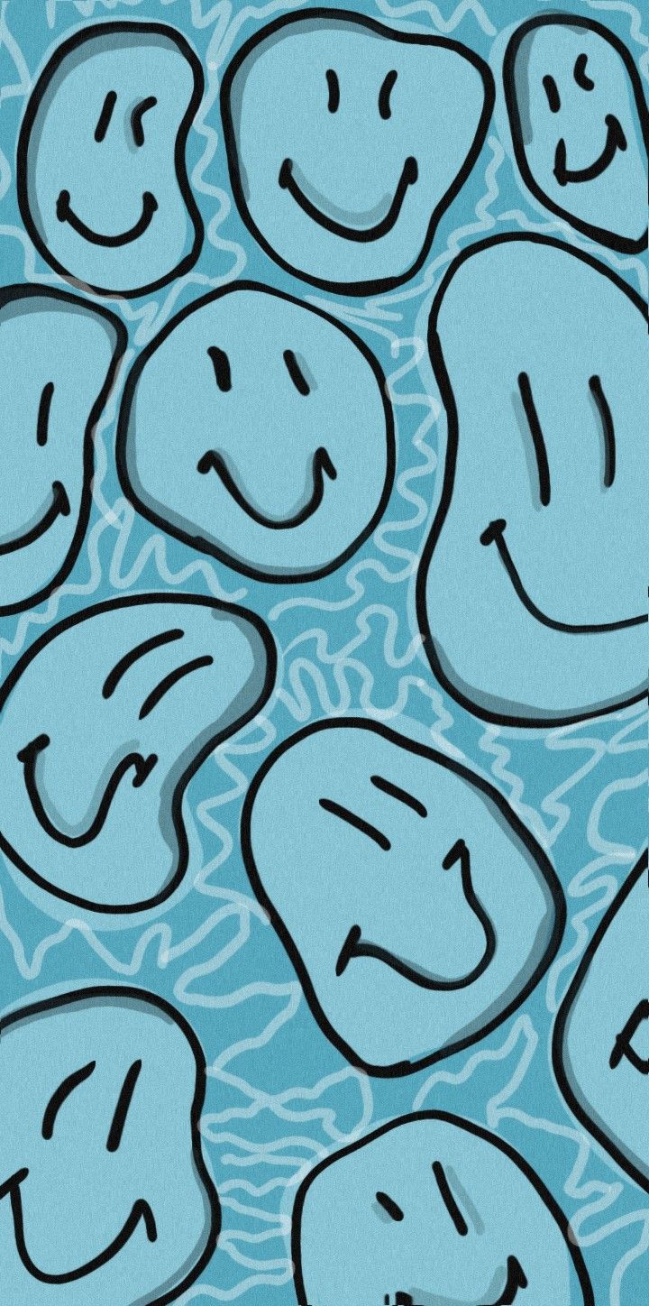 Blue smiley face wallpaper for your phone - Smile