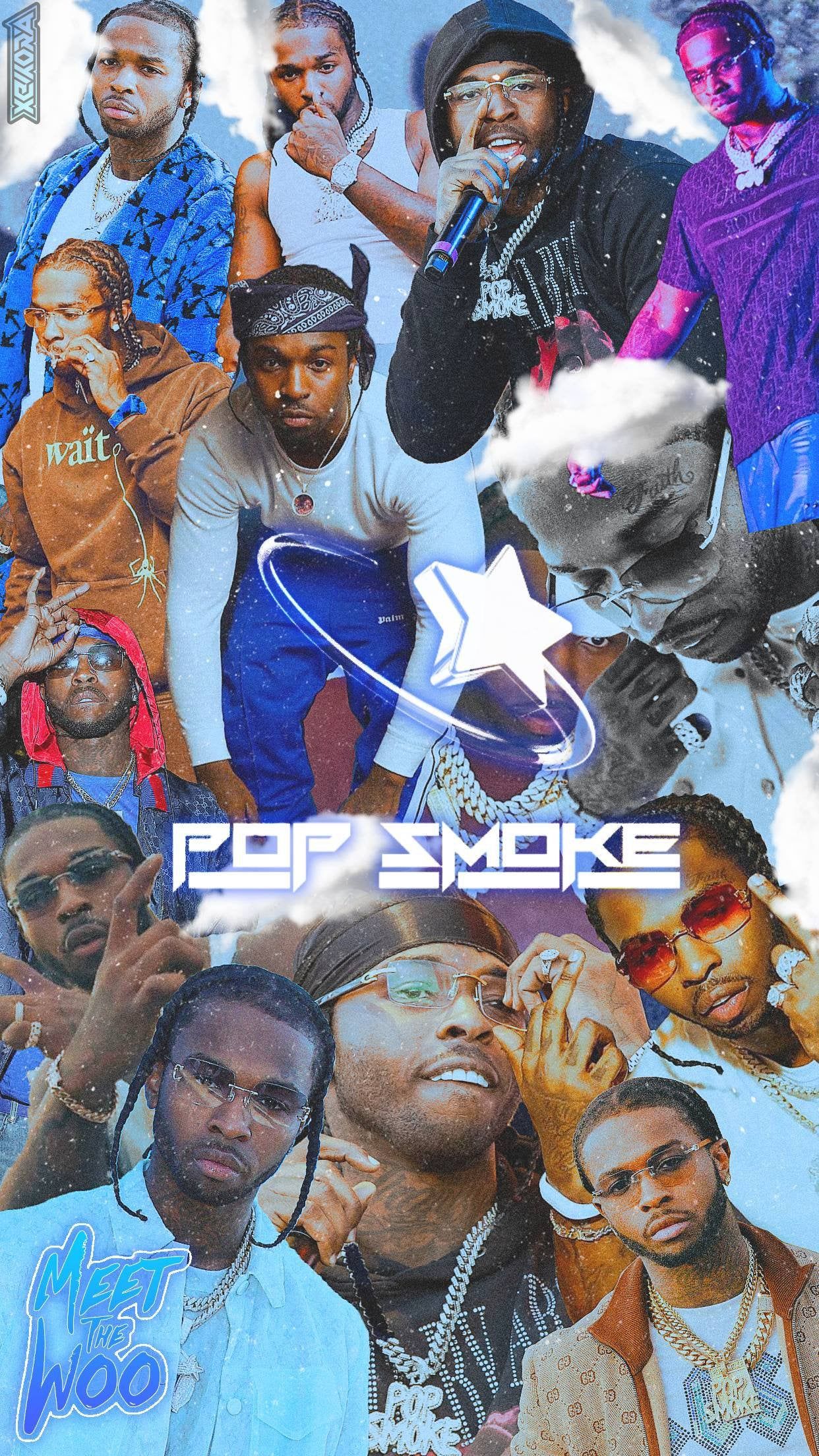 Rapper Pop Smoke is shown in a collage of images. - Pop Smoke