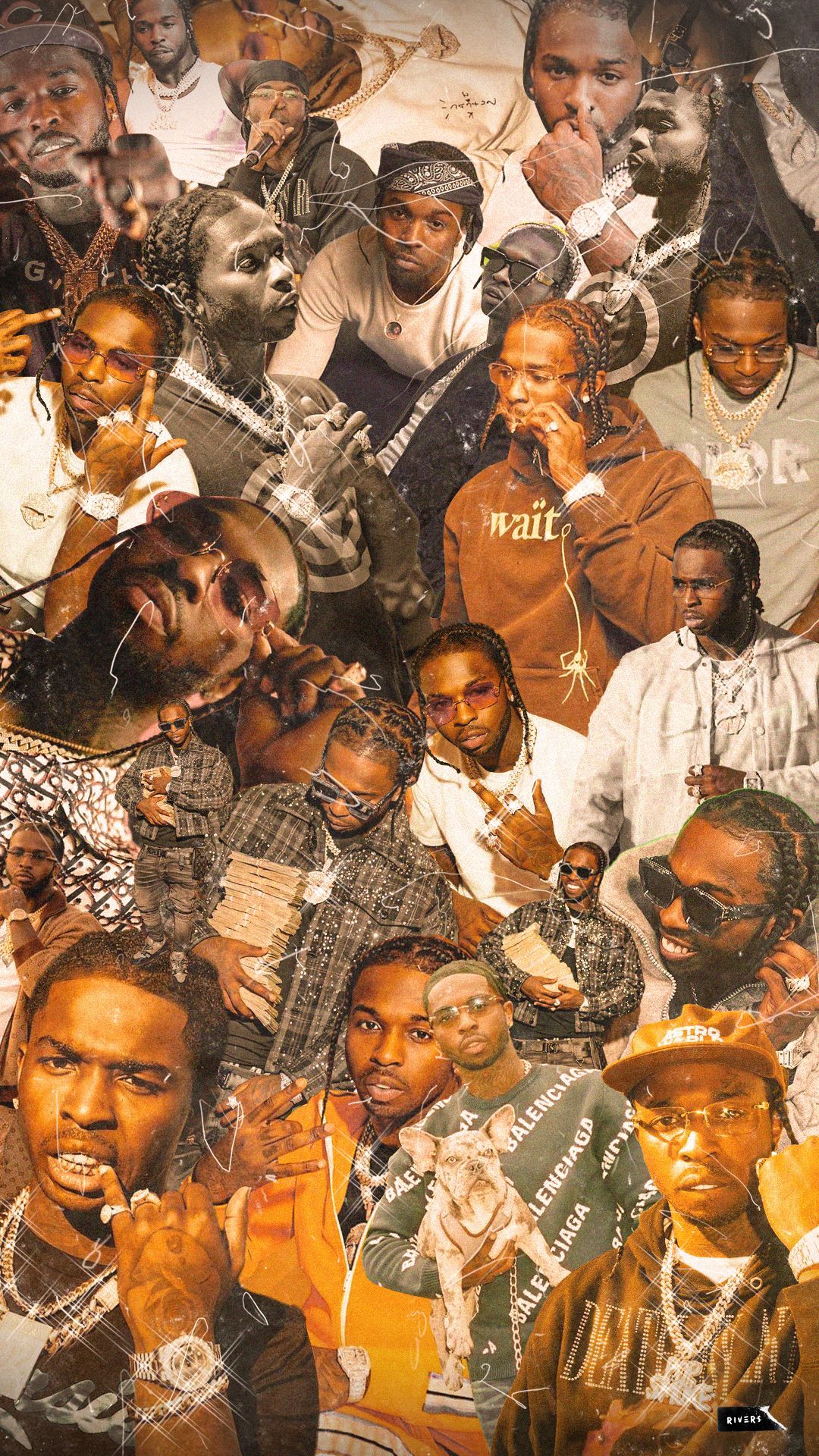 A collage of many different pictures - Pop Smoke