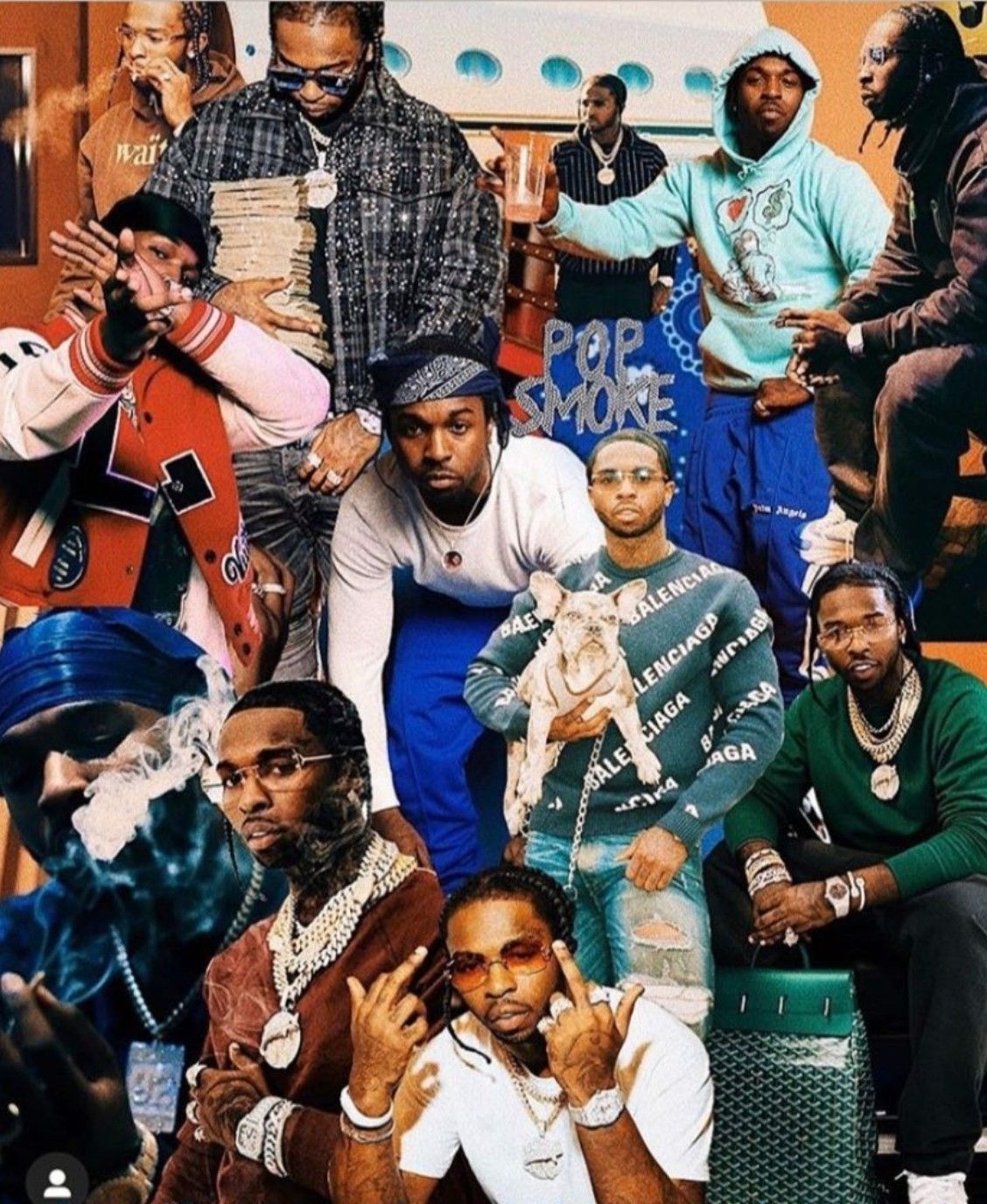 A group of rappers posing for a photo - Pop Smoke