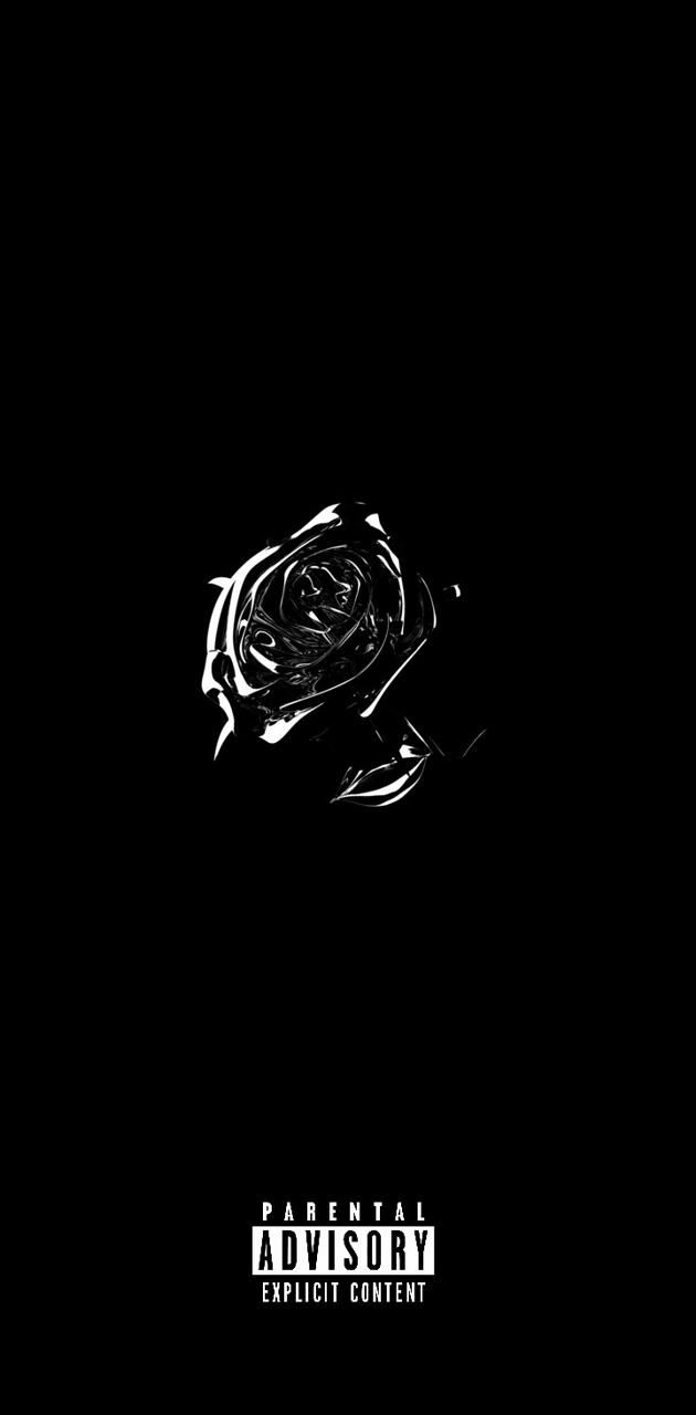 The black and white image of a rose on top - Pop Smoke