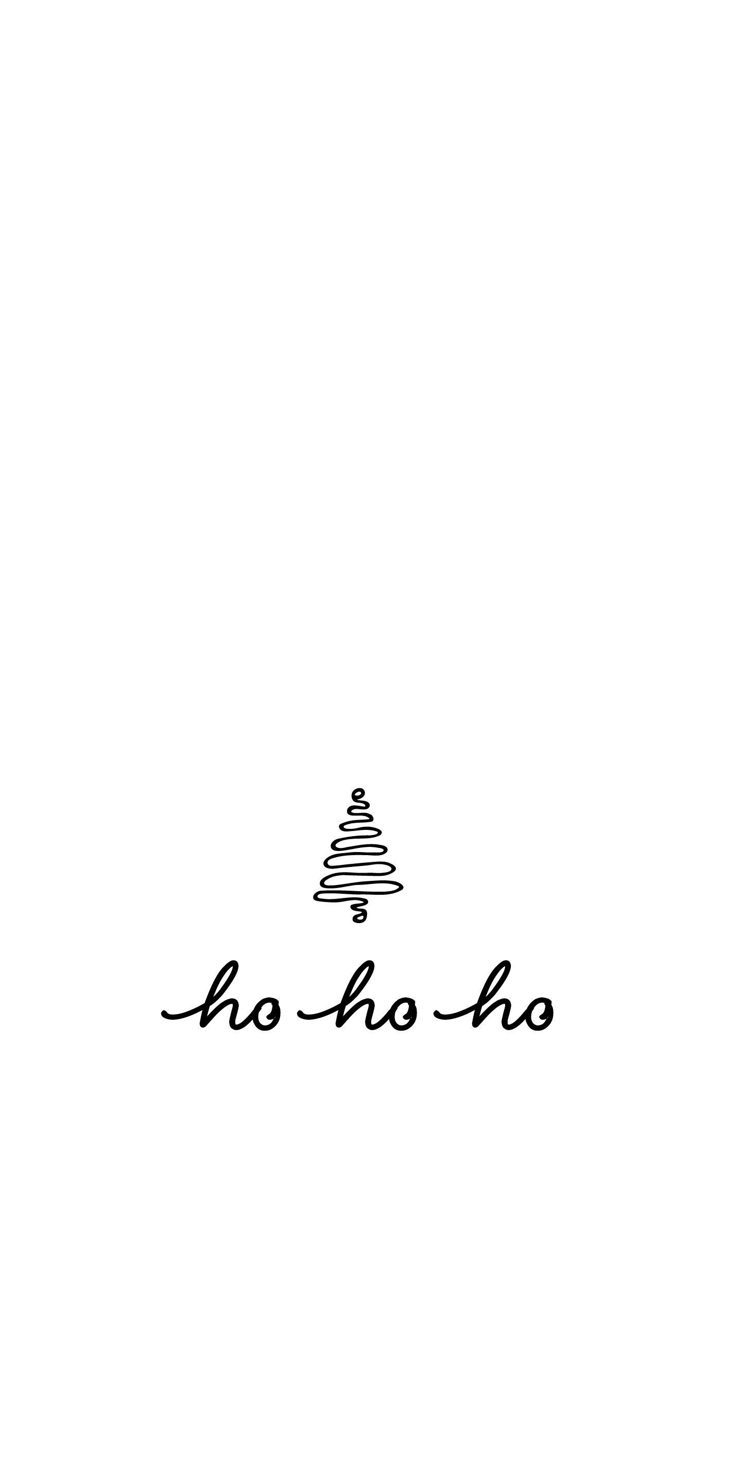 A black and white image of the word ho - White Christmas, cute Christmas, Christmas iPhone