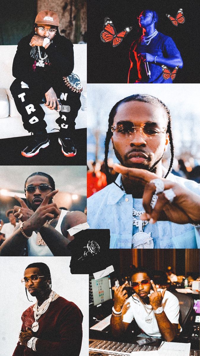 A collage of pictures of the rapper Pop Smoke - Pop Smoke, collage