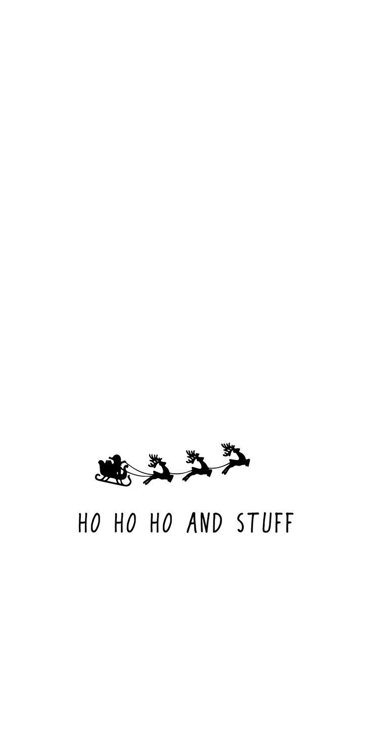 A white background with a silhouette of Santa's sleigh and reindeer. The words 