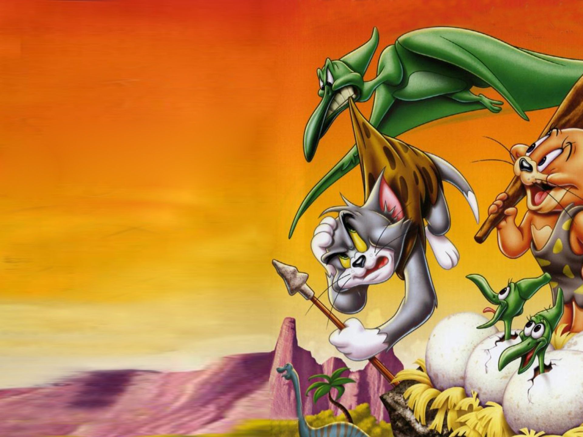 A cartoon of tom and jerry with the dragon - Tom and Jerry