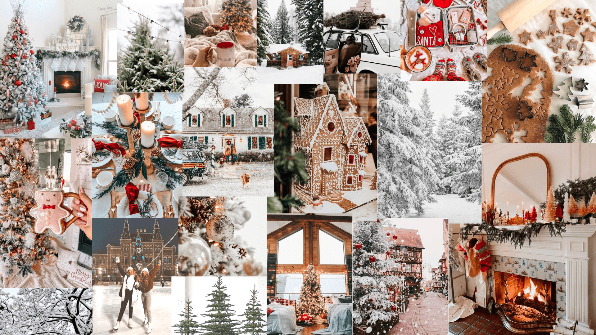 A collage of pictures showing christmas decorations - Cute Christmas, white Christmas