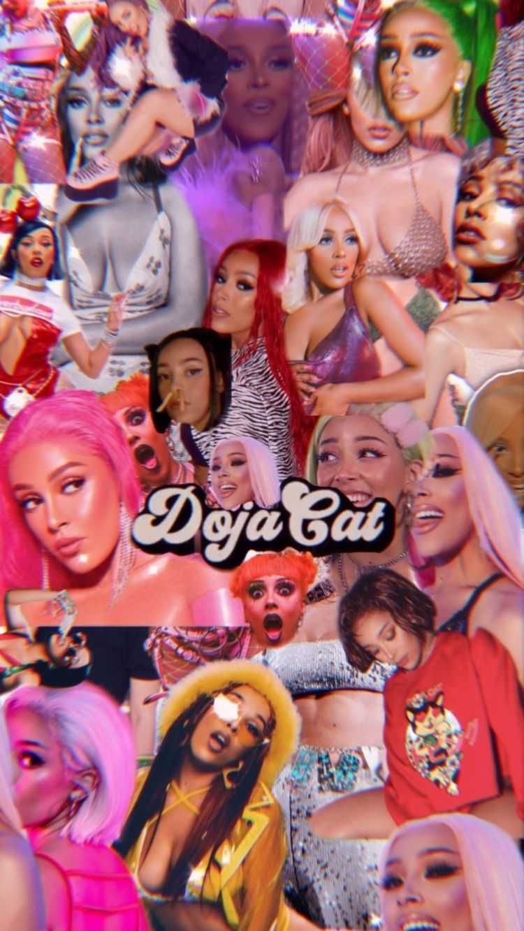 Doja Cat Wallpaper Discover more Aesthetic, cat aesthetic, iPhone, Lockscreen, Pink wallpaper.. Cute lockscreens, Celebrity wallpaper, Rappers