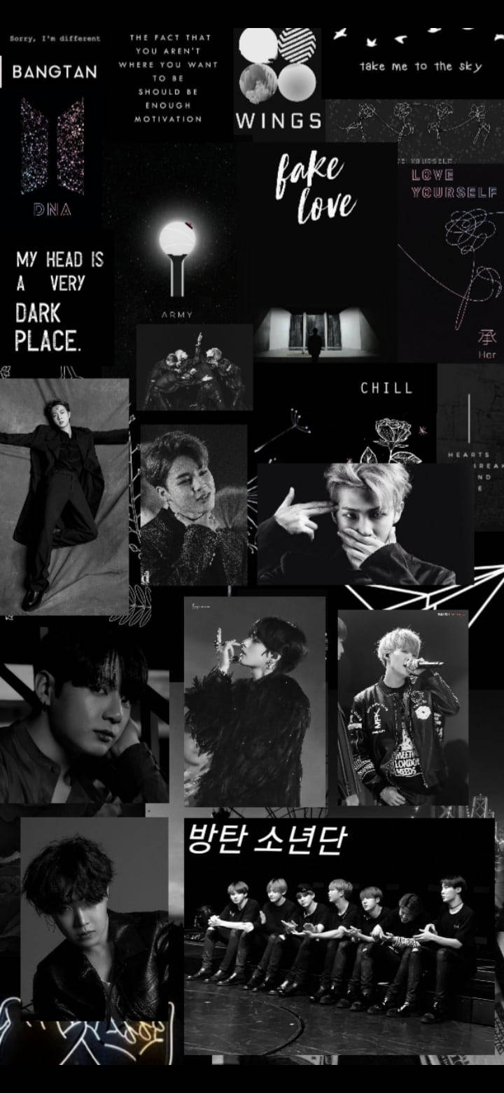 A black and white BTS wallpaper I made - Black, BTS, Jungkook, Broadway