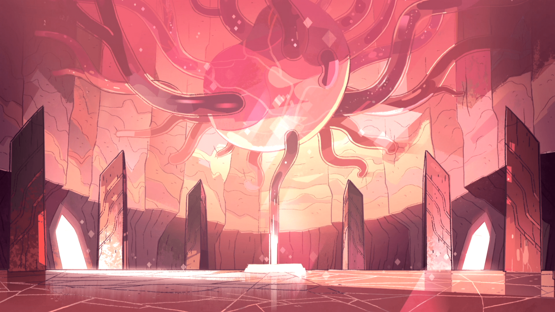 A painting of an alien with pink light - Steven Universe