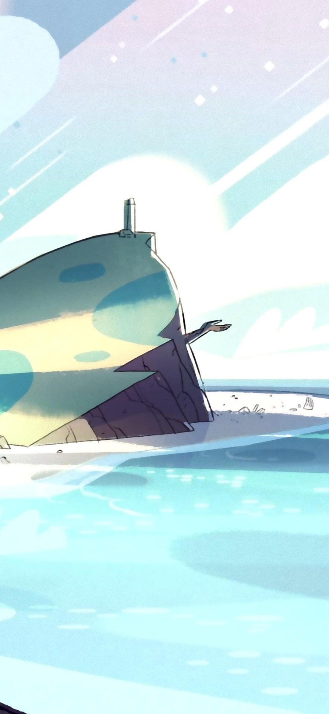 A cartoon of an island with water and sand - Steven Universe