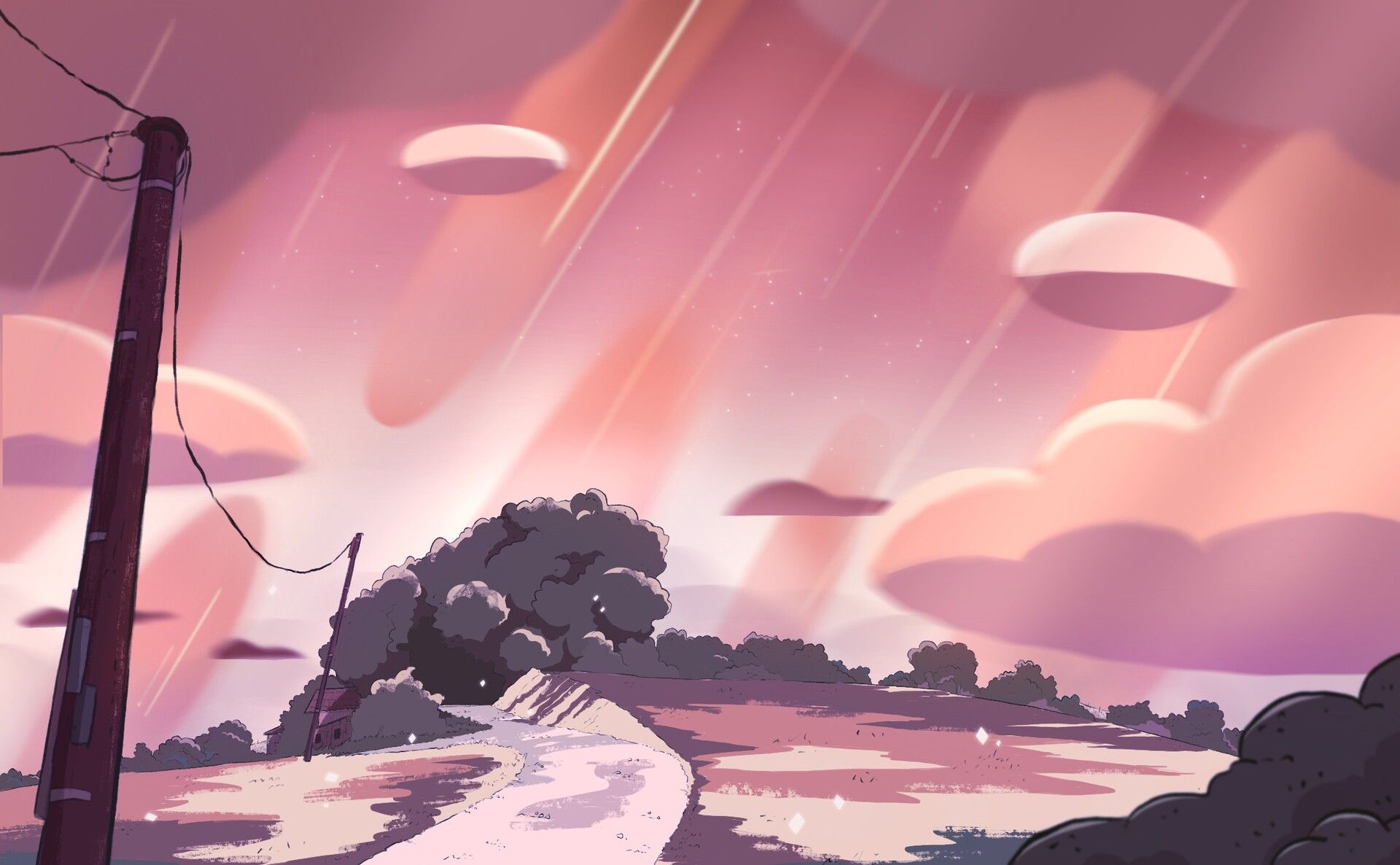 Steven Universe 1920x1080 wallpaper with a pink sky and a tree - Steven Universe