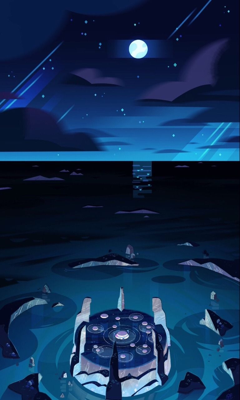 A cartoon image of the ocean with stars in it - Steven Universe