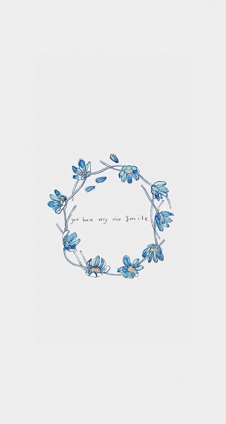 Blue flowers in a circle with a quote in the middle - Smile