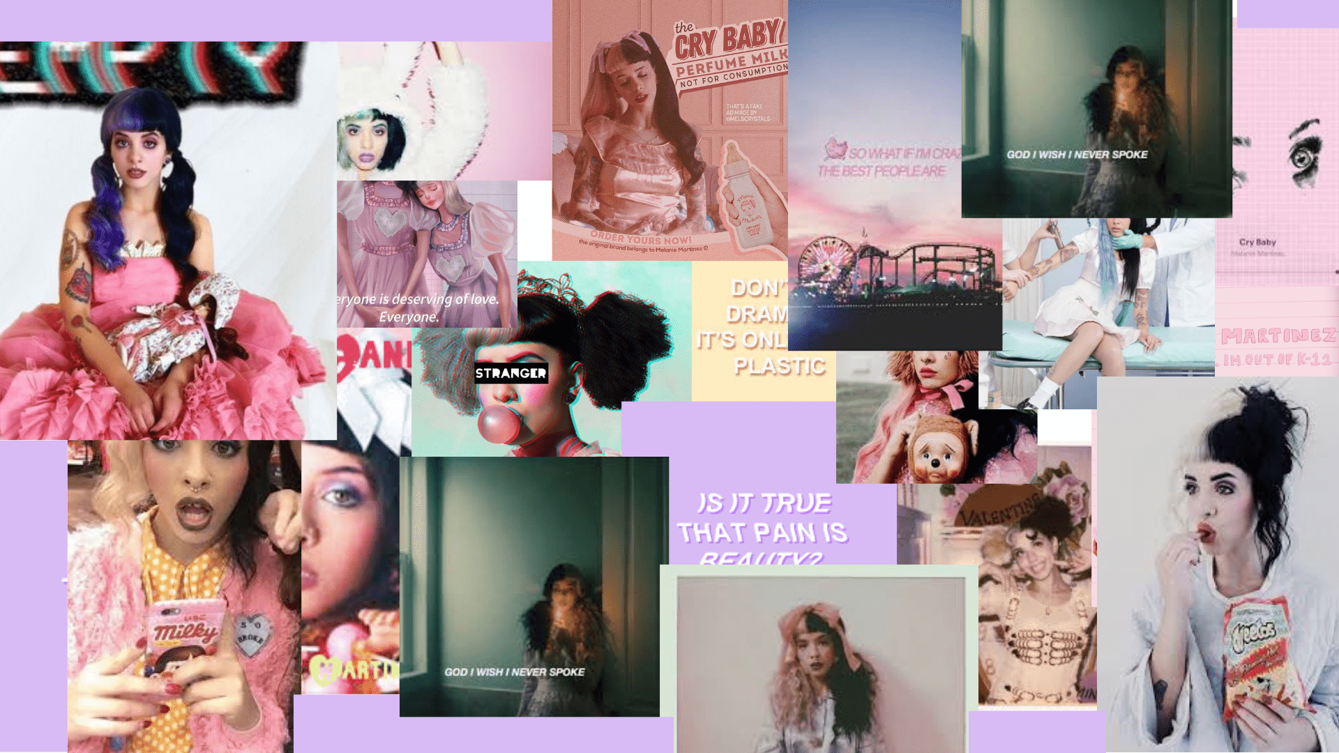A collage of pictures with different colors - Melanie Martinez