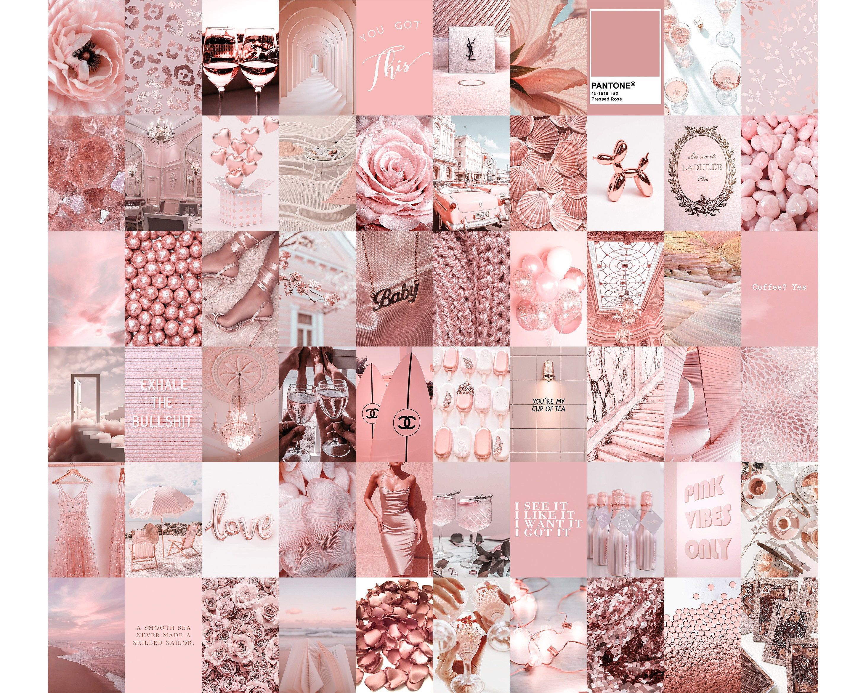 Rose Gold Collage Pink Collage Pink Aesthetic Collage Kit