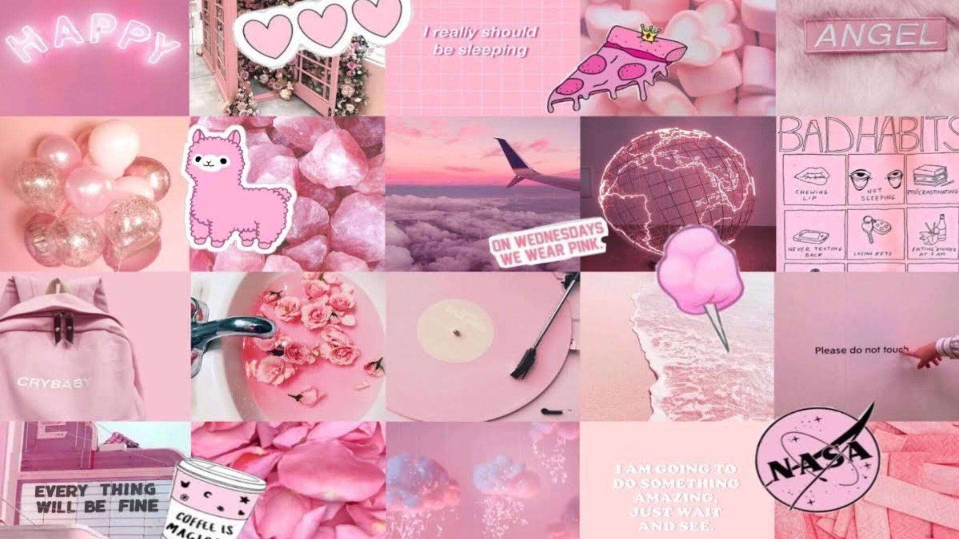 Download Wonderful Aesthetic Pink Collage Wallpaper