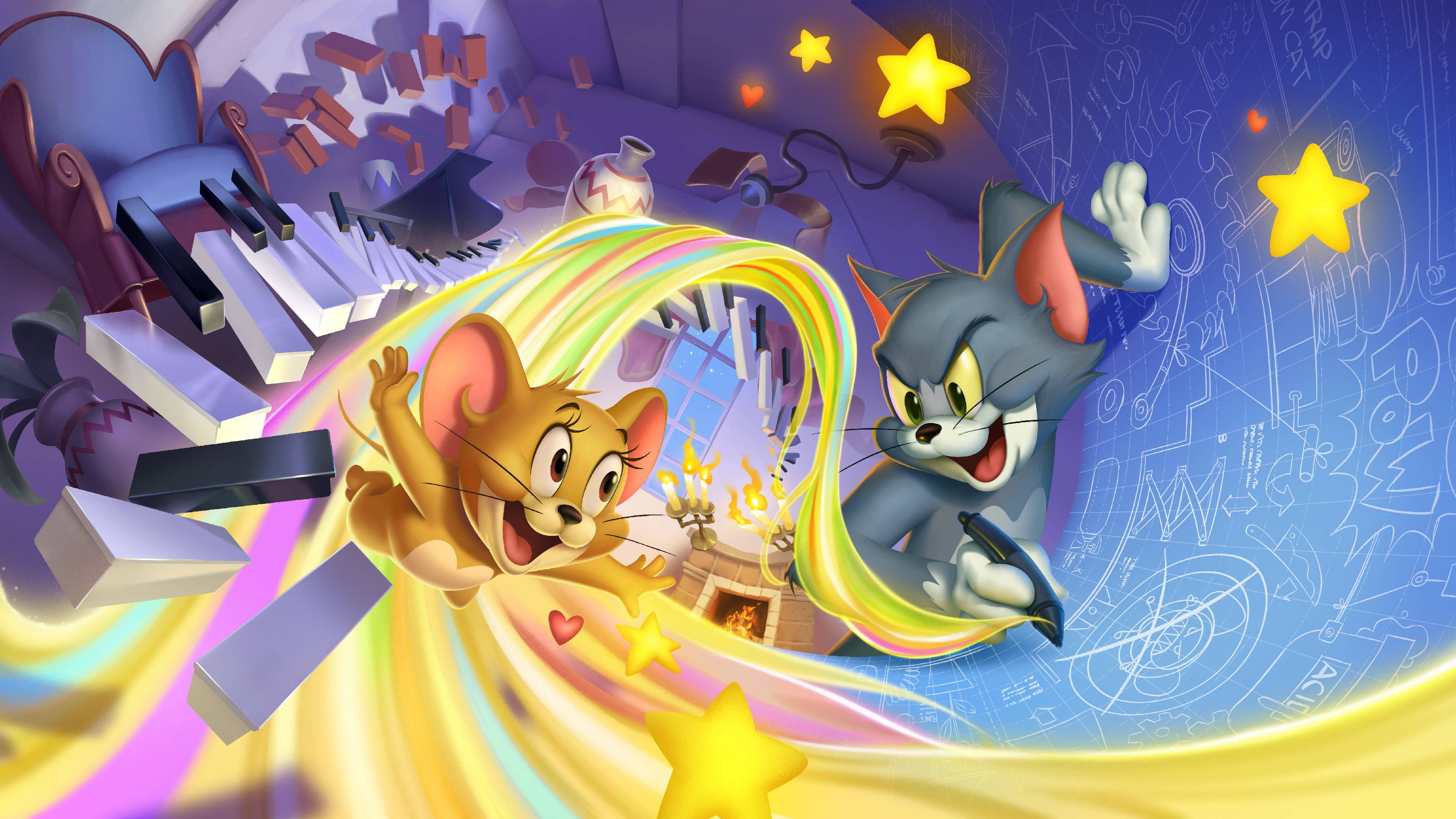 A cartoon of tom and jerry in the sky - Tom and Jerry