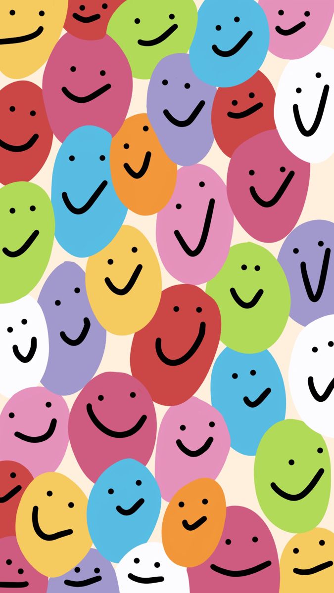 Colorful smiley faces on a white background - Smile