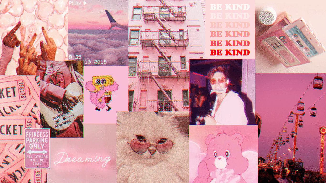 A collage of pictures with pink backgrounds - Pink collage, collage