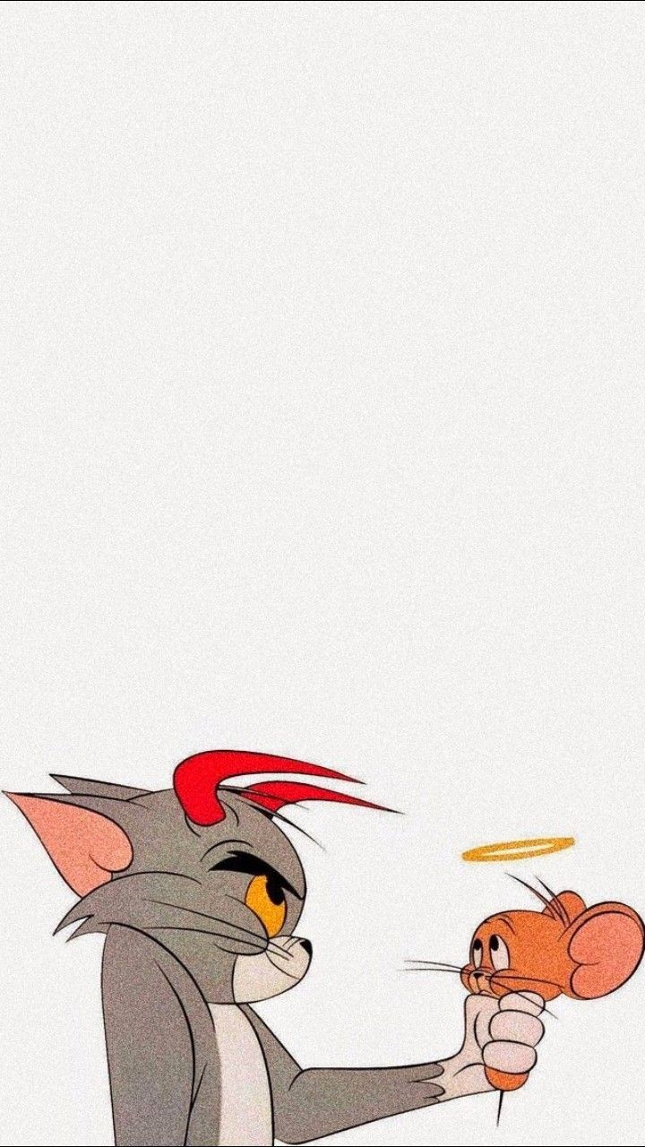 IPhone wallpaper of Tom and Jerry with a white background - Tom and Jerry