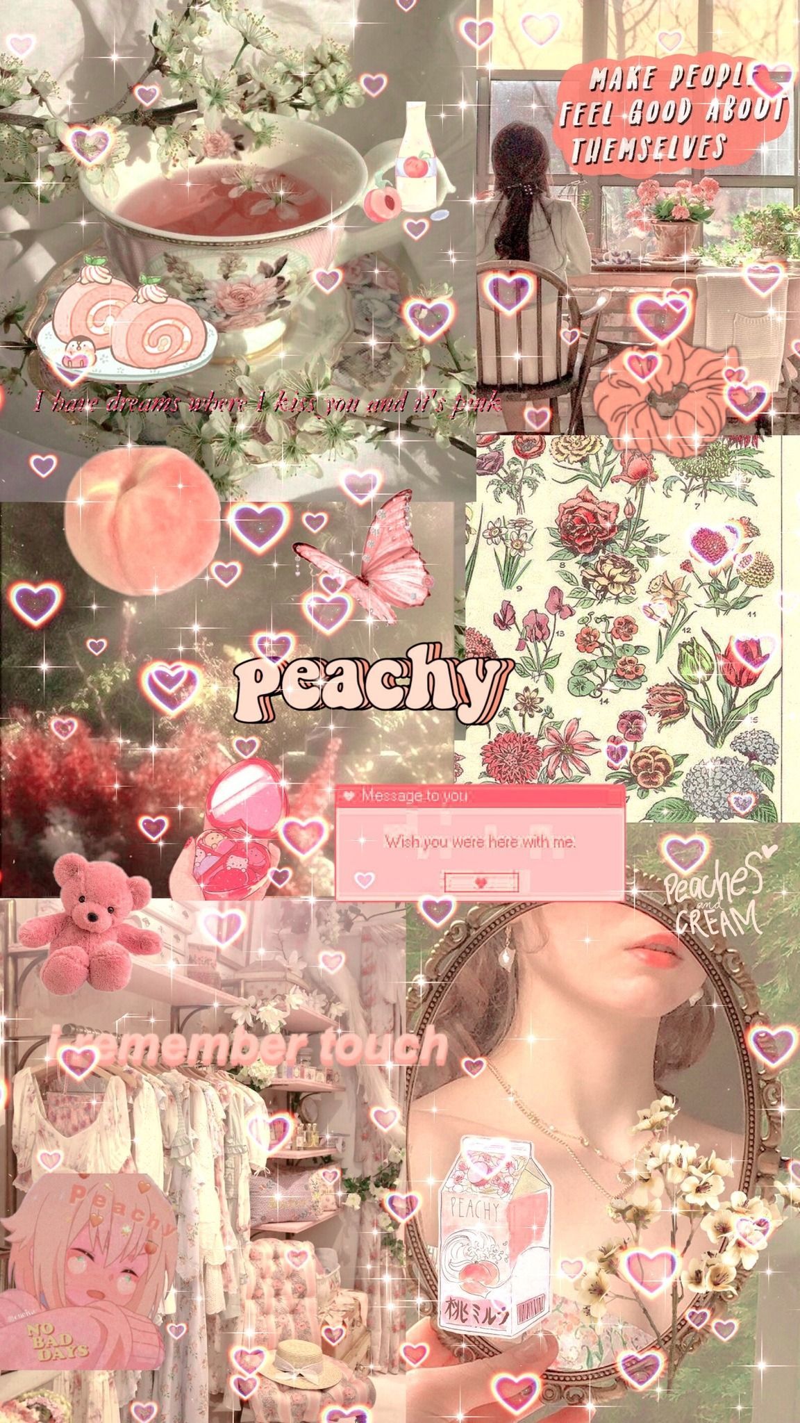 A collage of pictures with pink and white flowers - Pink phone, pink collage