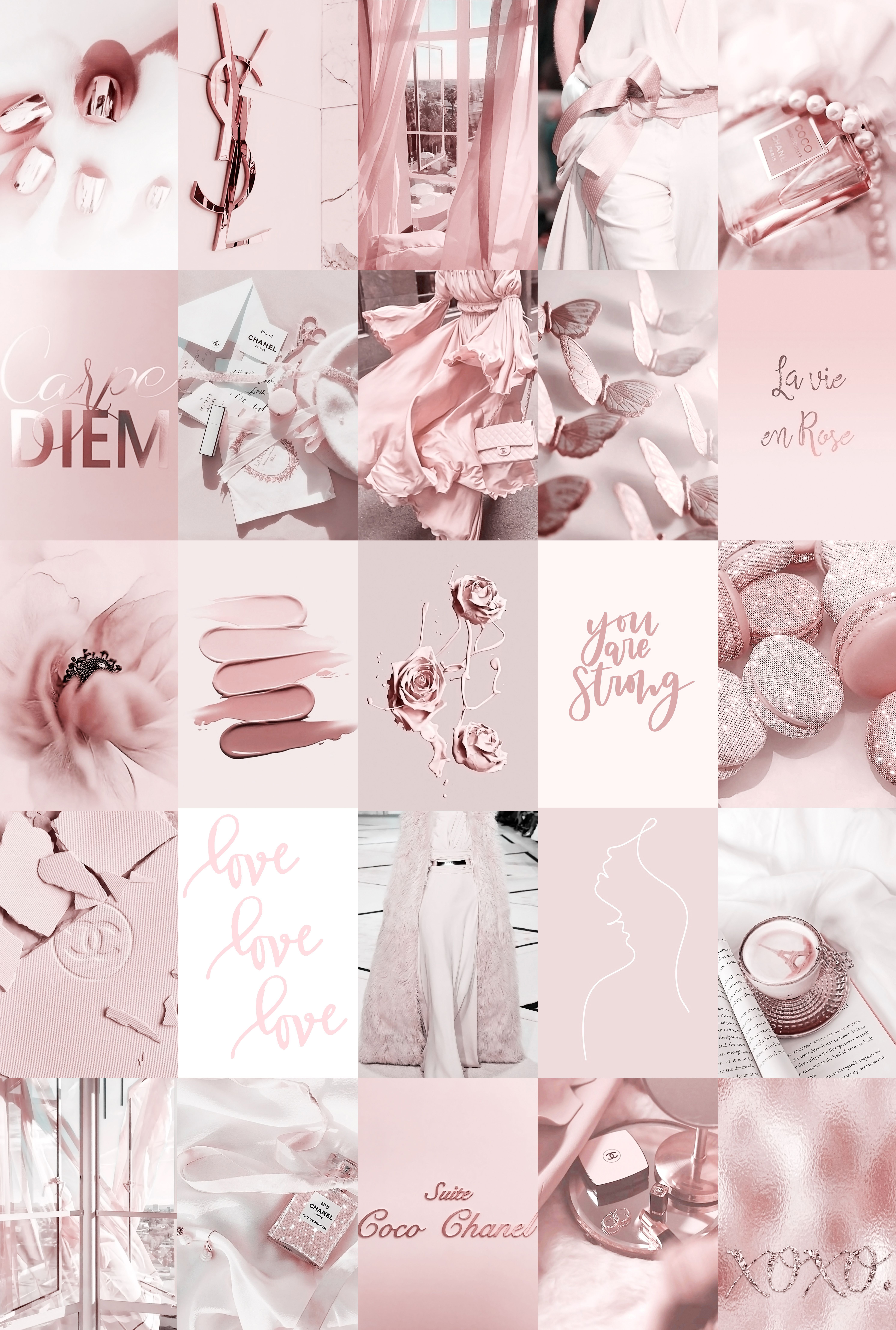 Blush Pink Wall Collage Kit Aesthetic 2 Dusty Pink Trendy UK. Pink wallpaper girly, Pink wallpaper background, Pastel pink wallpaper