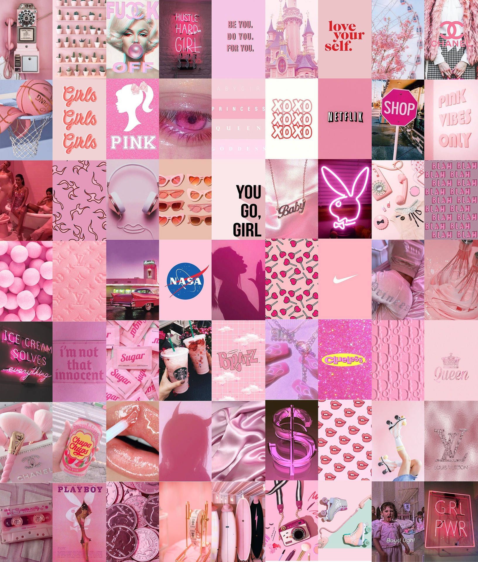 Download Aesthetic Pastel Pink Collage Wallpaper