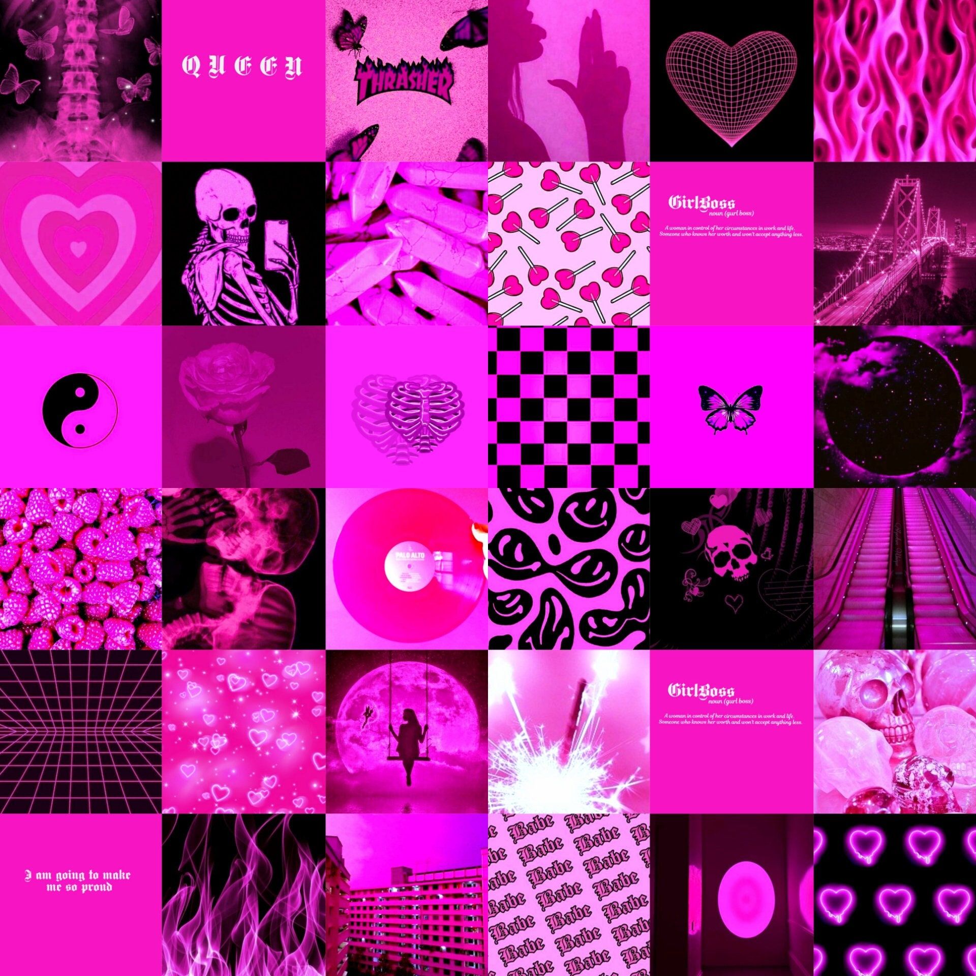 digitaldark Pink Aesthetic Collage Kit Dark Pink Photo