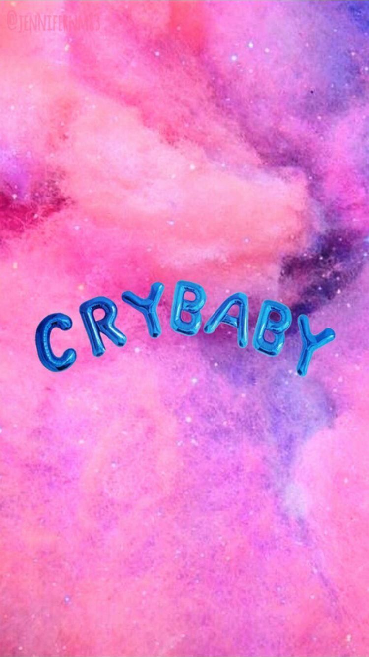 A pink and purple background with the word cry baby - Melanie Martinez, baby