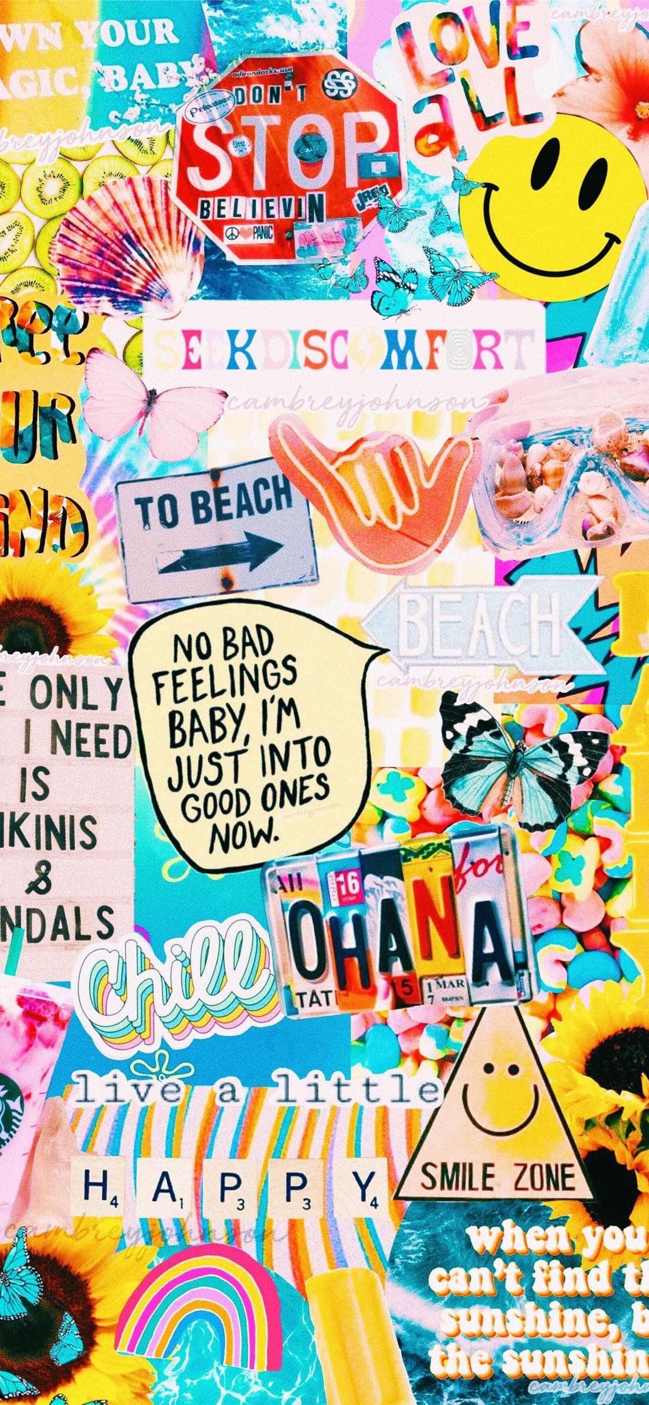 A collage of stickers and signs on the wall - Smile, TikTok