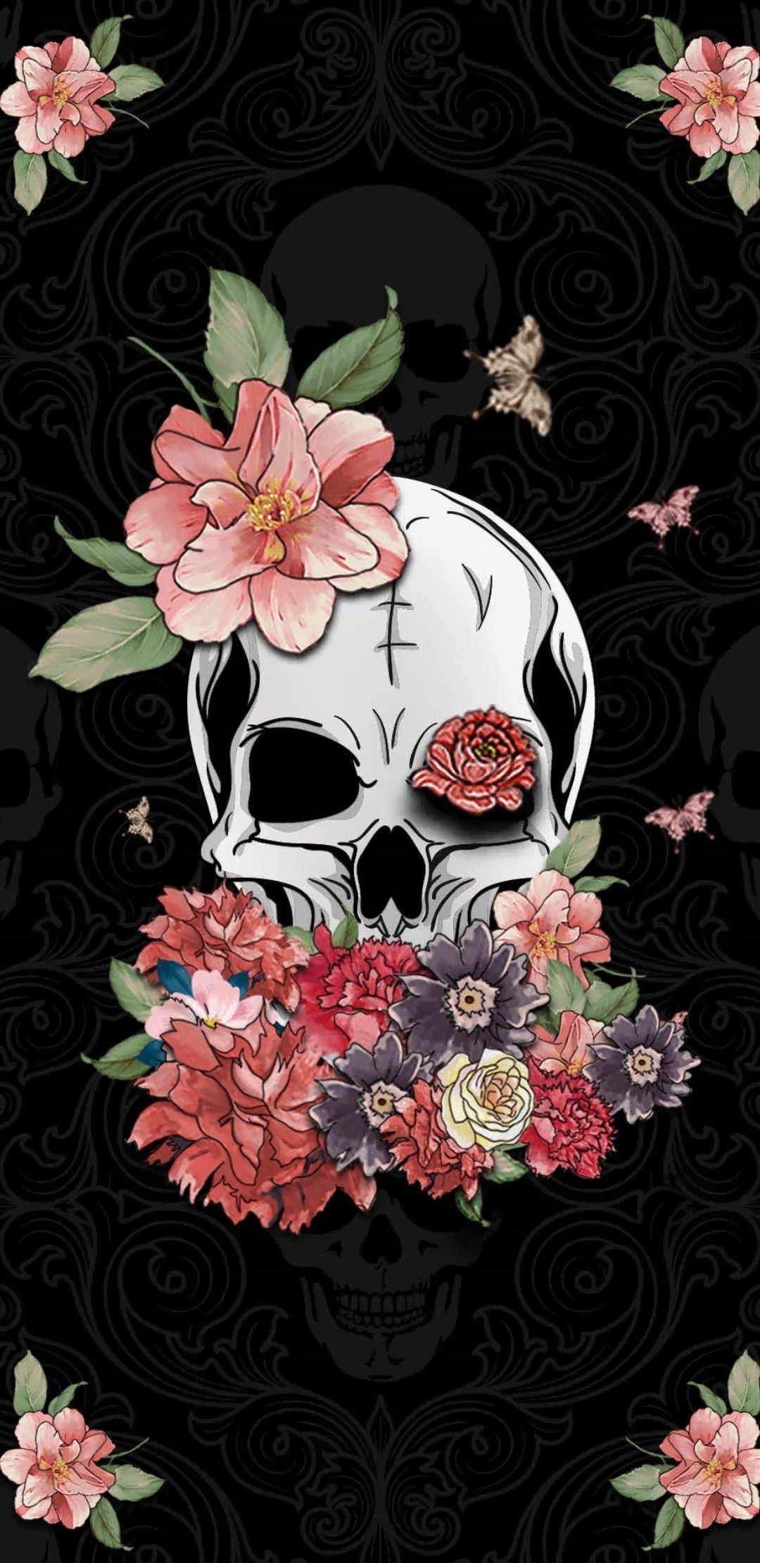 Skull And Roses Aesthetic Wallpaper