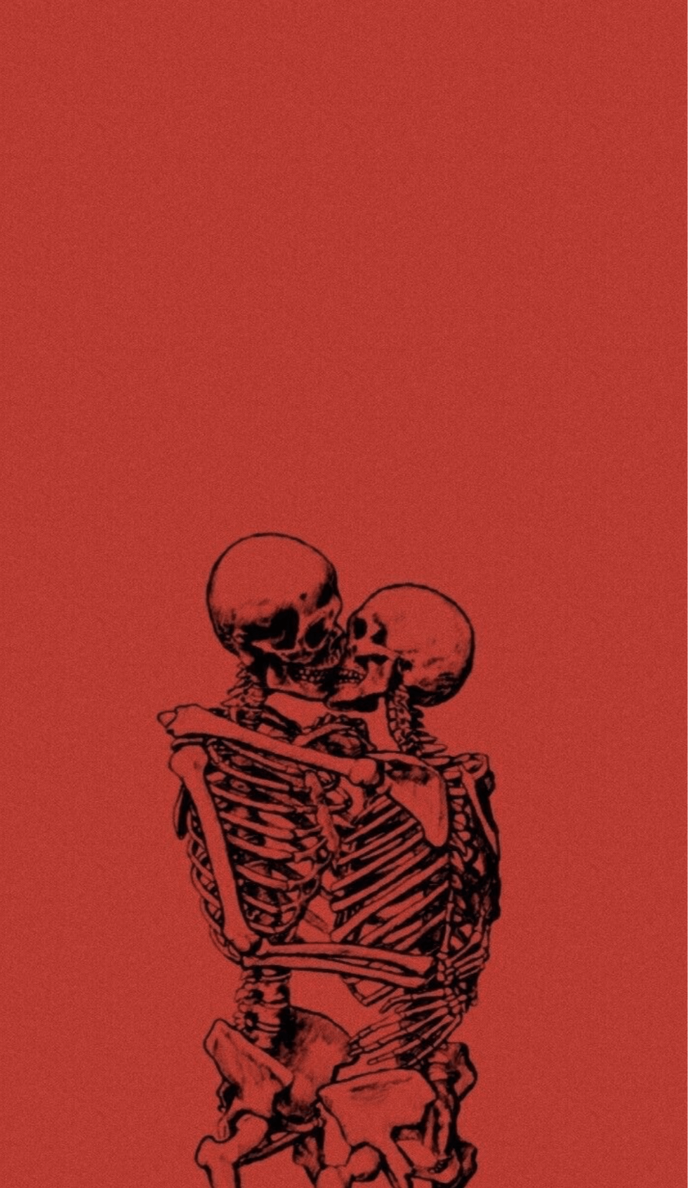 A poster of two skeletons kissing - Skull