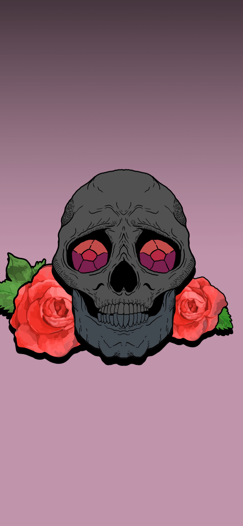 A skull with a rose on each side - Skull