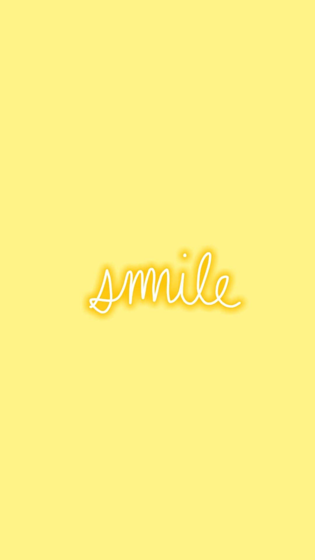 IPhone wallpaper with the word smile - Smile, pastel yellow