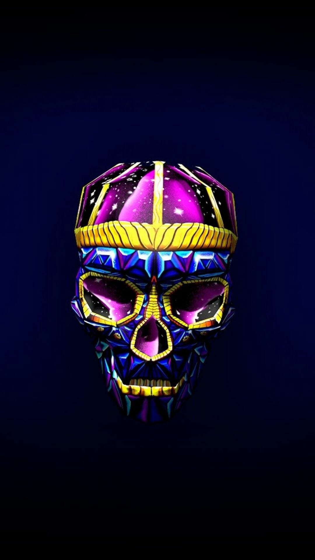 A skull with colorful decorations on it - Skull