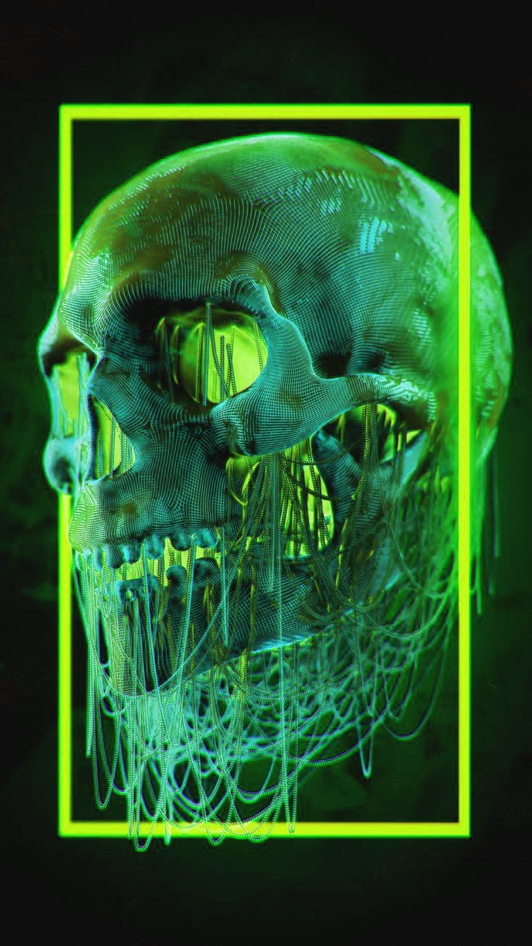 A poster with the words neon skull - Skull