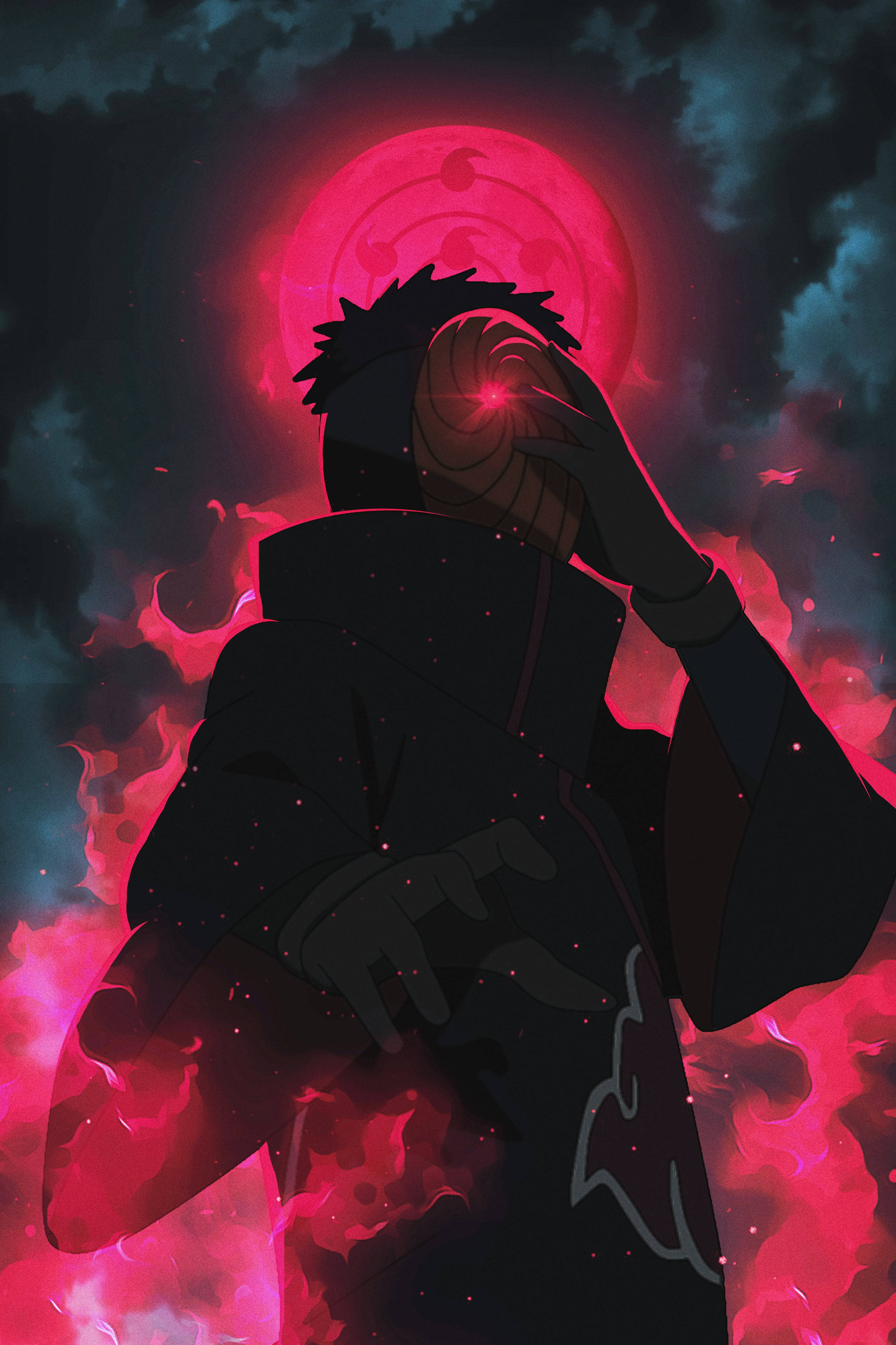 Download Tobi Naruto Red Aesthetic Chakra And Moon Wallpaper