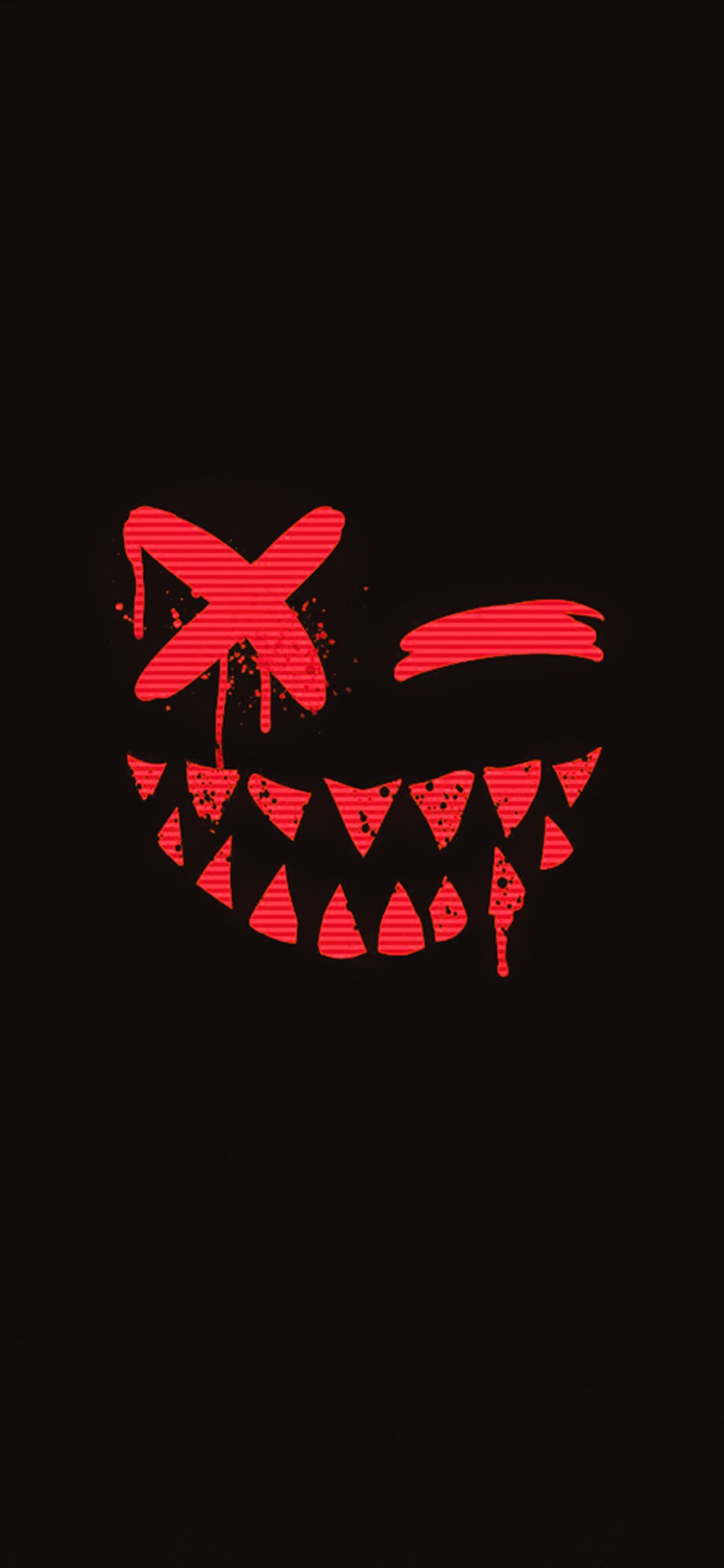 A red and black poster with an image of the face - Smile, horror, dark red