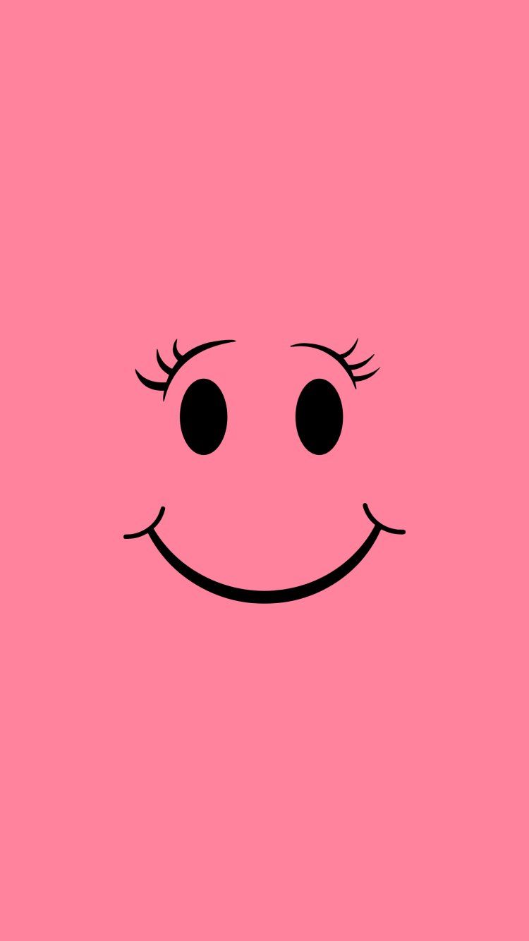 A pink smiley face wallpaper for iPhone and Android - Smile
