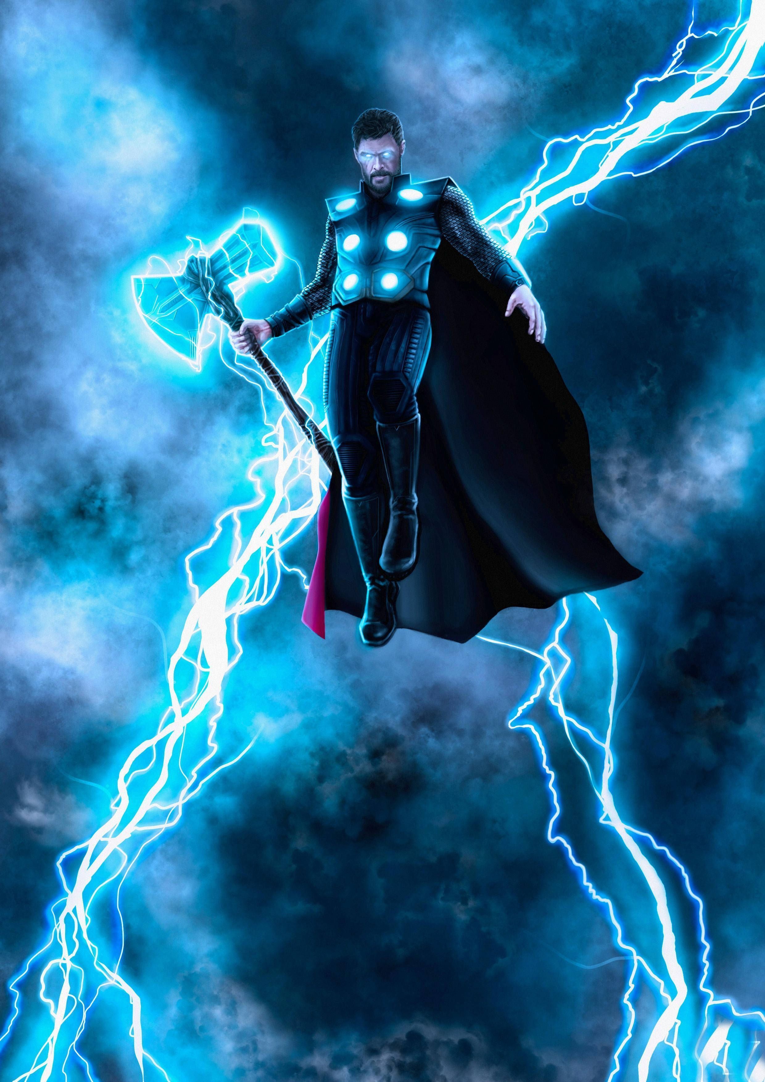 Download Flying Marvel Hero Thor Stormbreaker Wallpaper