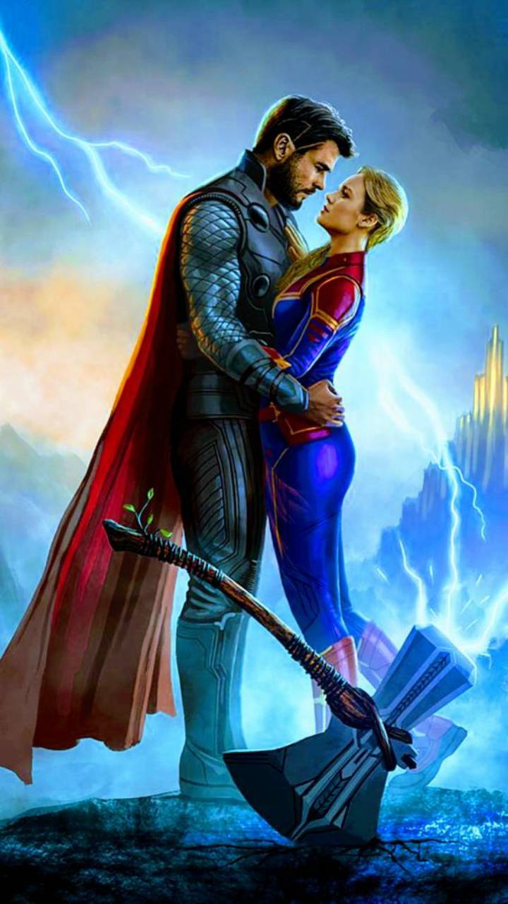 Thor And Captain Marvel Wallpaper