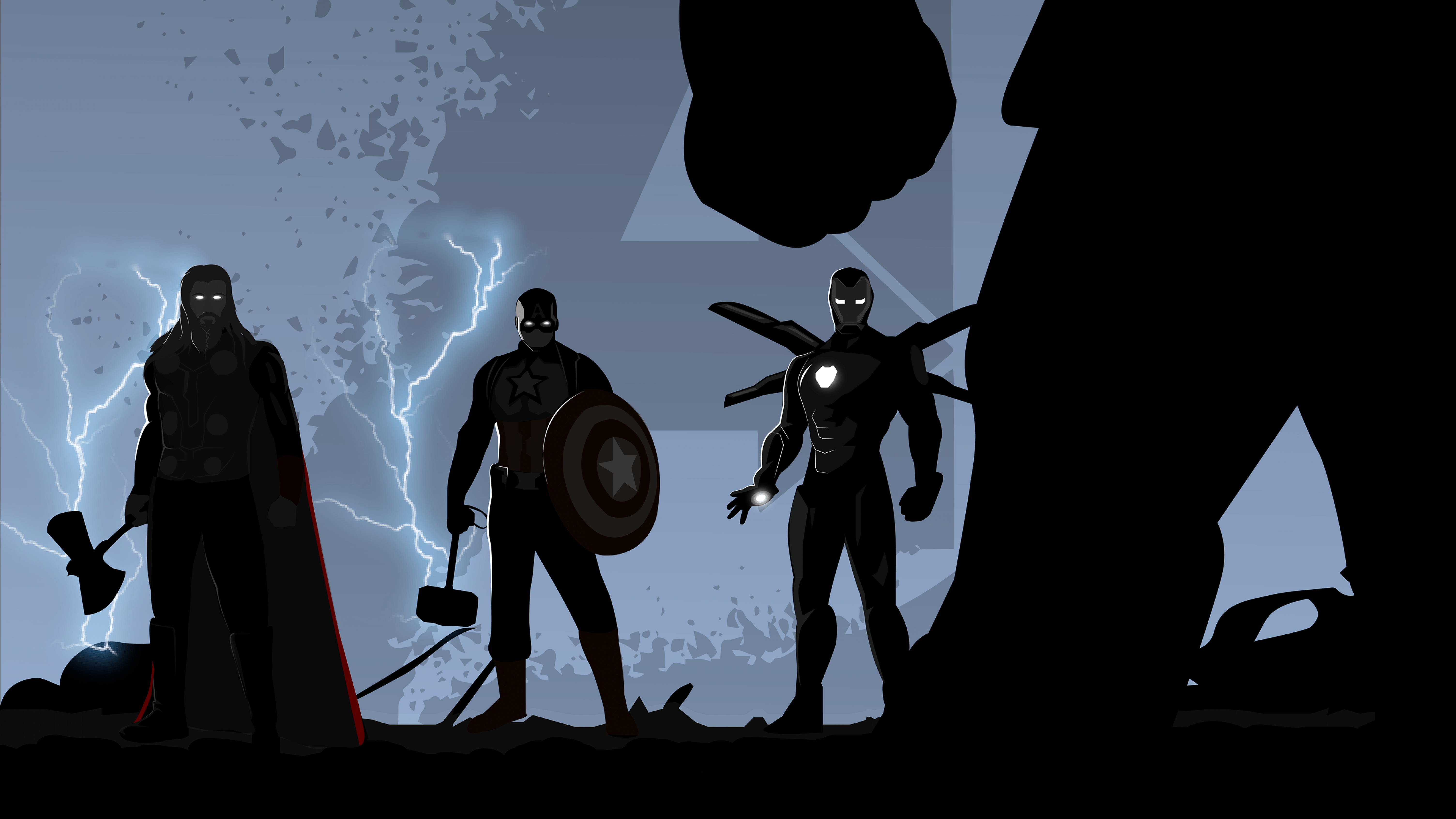 Avengers: Endgame Wallpaper 4K, Thor, Captain America, Black Dark